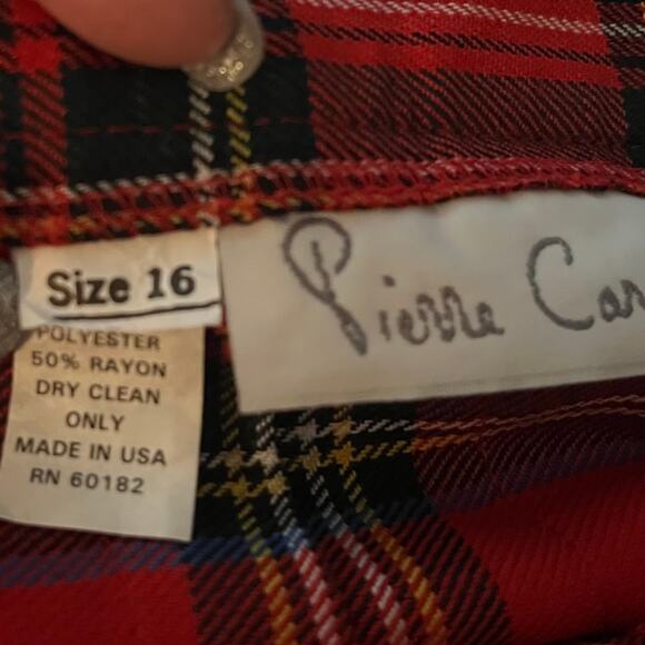 Pierre Cardin Red Tartan Plaid Skirt Collegiate Academia Vintage Preppy Retro - Picture 7 of 8